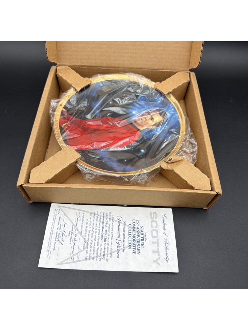 Scotty Star Trek 25th Anniversary Commemorative Collection Plate W/Box, Cert